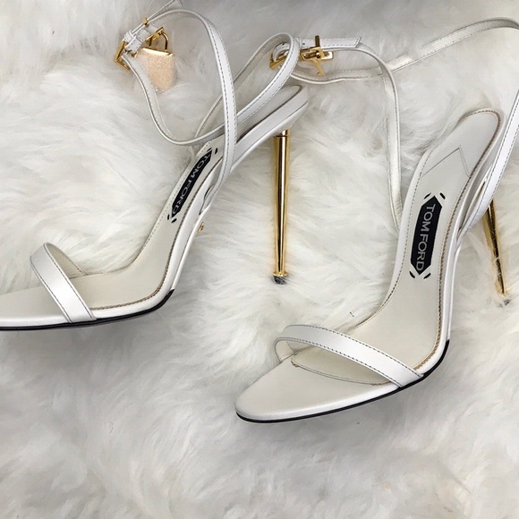 Tom Ford White Strappy PadLock Sandal - Picture 2 of 7
